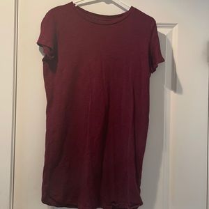 Burgundy short T-shirt dress